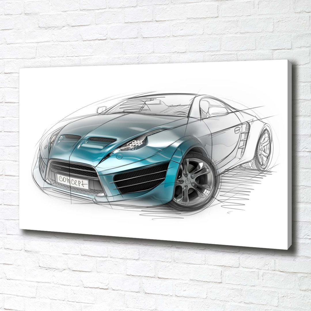 Auto-Skizze - Kunstdrucke auf Leinwand - Wrapped Canvas