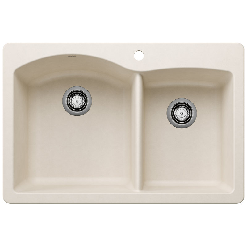 Diamond SILGRANIT 33" 60/40 Double Bowl Dual Mount Kitchen Sink - Soft White, Soft White