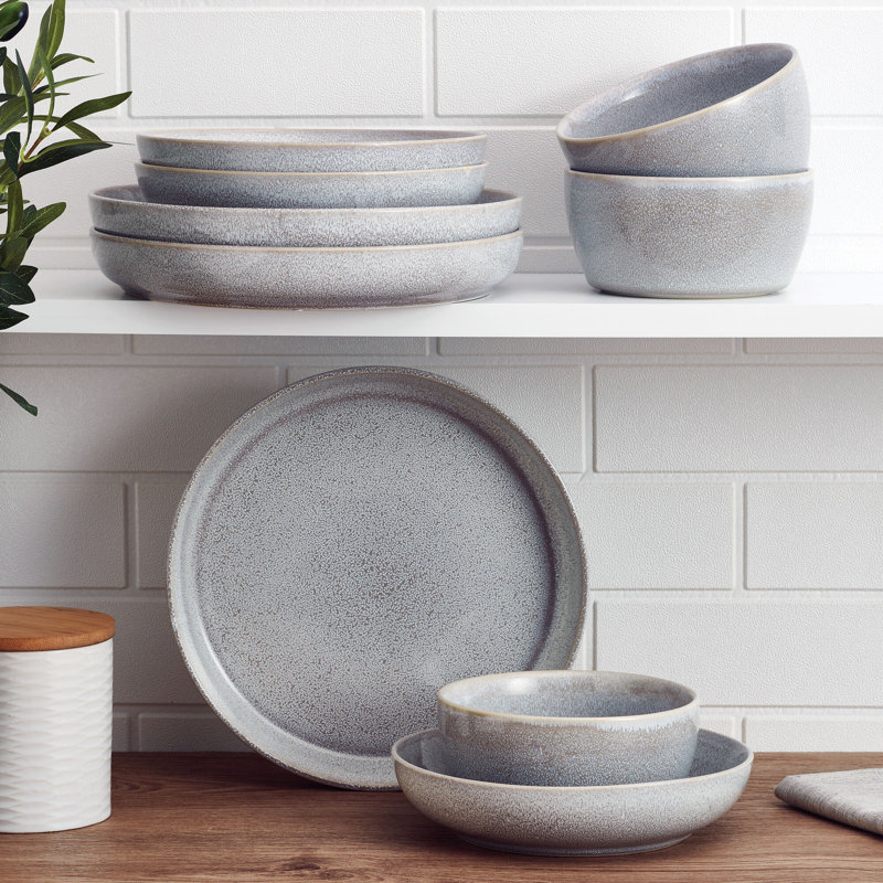 Service de vaisselle 9 pièces Mikasa Huxley, service pour 3, gris, gris