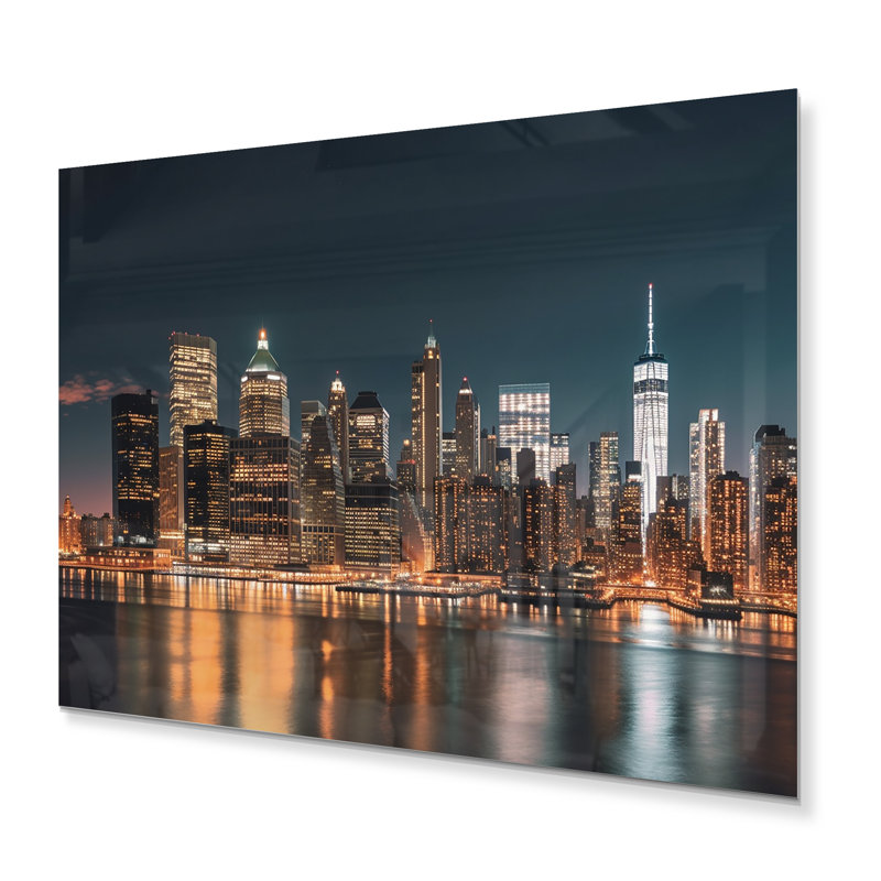 Reflection of New York City at Night - reproduction d'art non encadrée, H 16 po x l 32 po x P 1 po