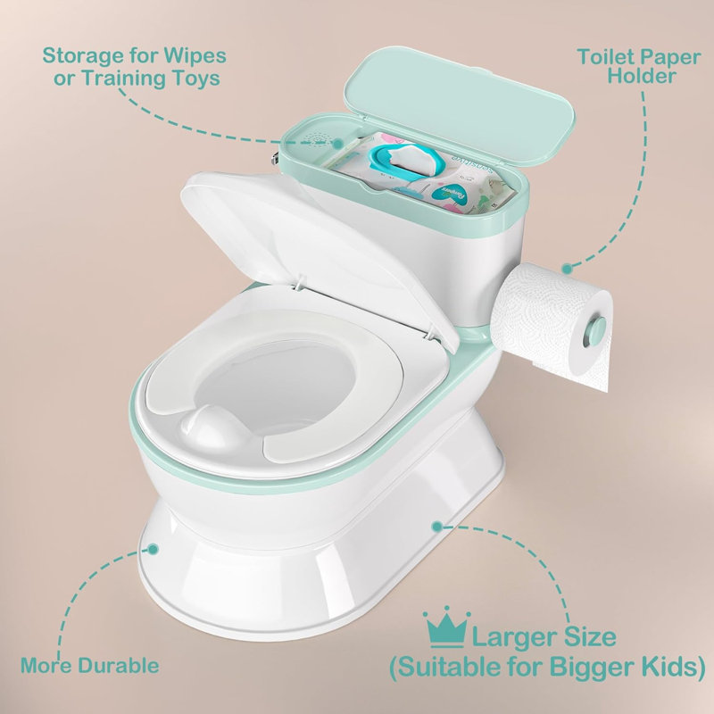 2-in-1 Toddler Potty Training Toilet, Larger Potty Chair & Detachable Training Seat for Boys & Girls Ages 1-3 , Cyan