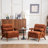 Mid Century Upholstered Arm Accent Chair with Solid Wood Legs-1884989263