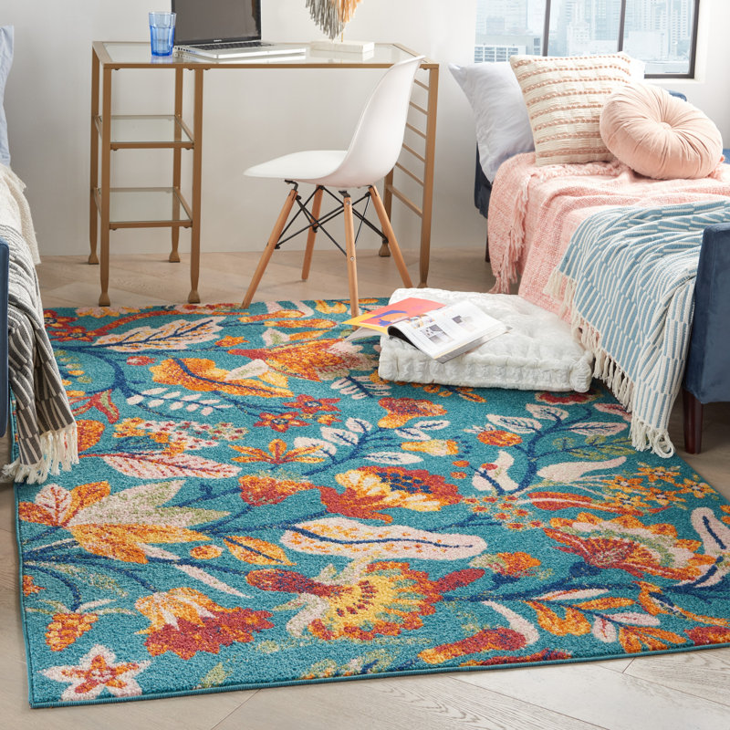 Floral Indoor Rug, Rectangle 5'3" x 7'3"