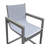 Aloys Outdoor Barstool in Gray Powder Coated Finish with Gray Sling PVC-coated polyester and Wood Accent Arms