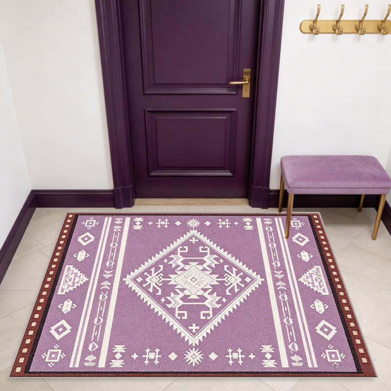 Purple Southwestern Geometric carpet-easy to clean, machine-washable, soft and comfortable; suitable for door mats, kitchens, living rooms, bedrooms, corridors, and laundry areas. Easy to clean, durable carpet for home decoration.