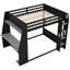 Lit superposé double pleine grandeur avec bureau, tablettes de rangement, lit mezzanine USB et à DEL, noir-131271668