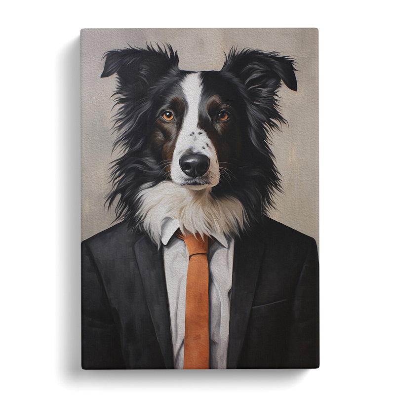 Border Collie In A Suit - Print on Canvas, 50cm H x 35cm W x 3cm D