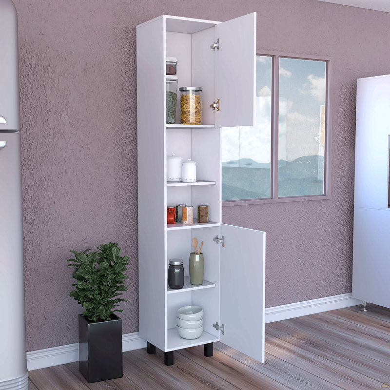 Armoire garde-manger Almada, trois tablettes intérieures, Blanc