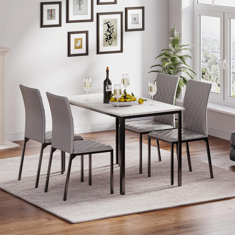 4 - Person Dining Set, Grey, White