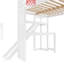 Lit mezzanine double en bois avec bureau intégré, glissade, panier de basketball et escalier avec rangement, blanc-53347125
