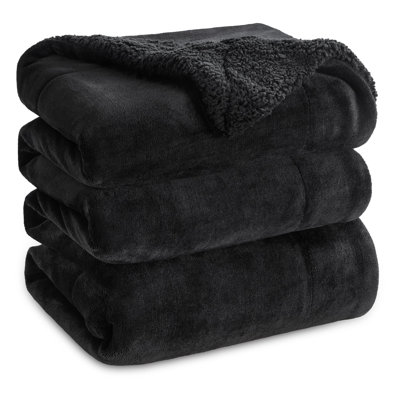 Literie GentleSoft ™ Sherpa pour lit simple / simple TG - couverture épaisse pour lit chaud toutes saisons - noir - cadeau idéal pour les étudiants