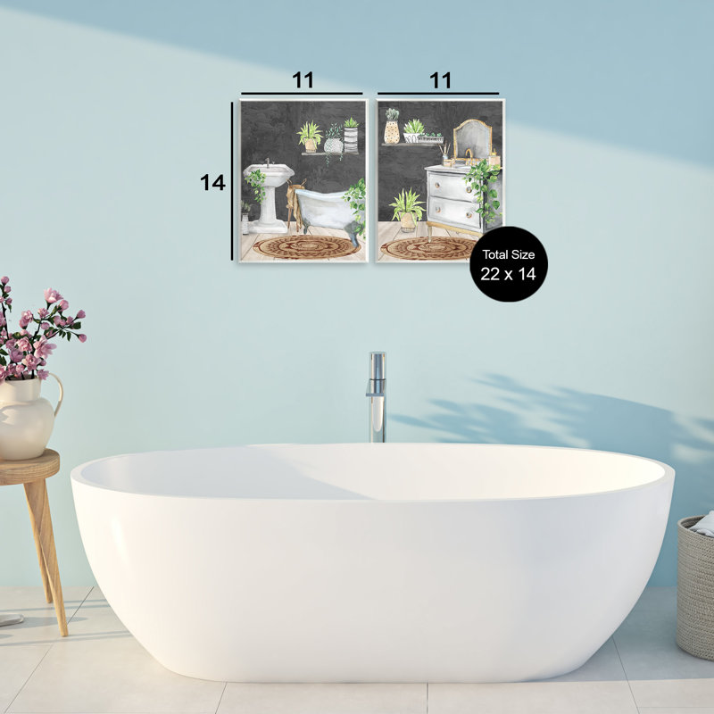 Ensemble de 2 plaques murales Relaxed Greens Bath Interior, design par Kim Allen