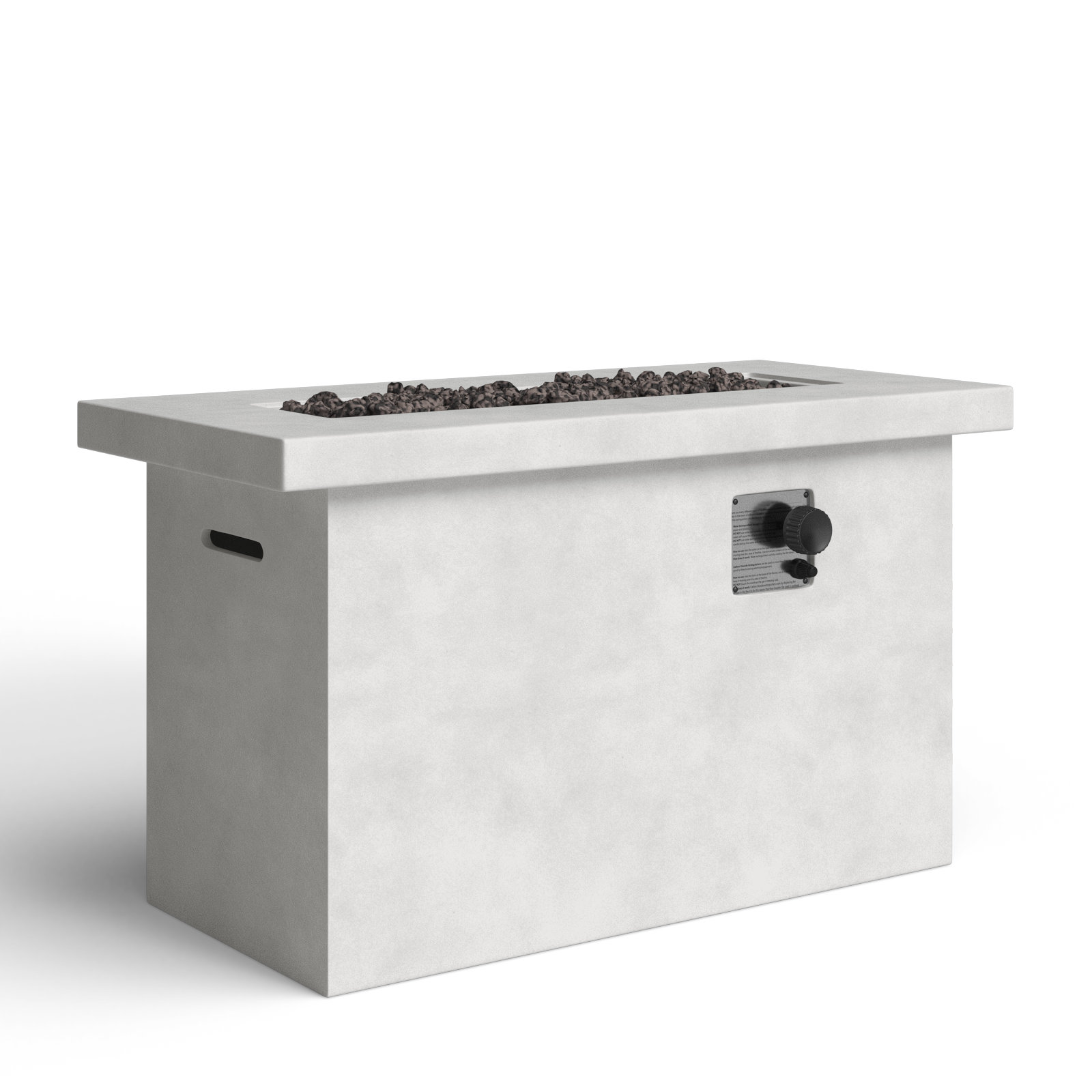 Rashid Rectangle Fire Pit Table, 24" H x 42" W x 20" D, Natural Concrete