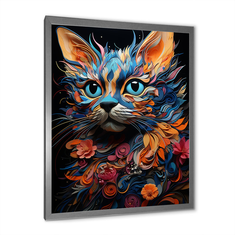 «Pixiebob Pondering Cat Collage II», reproduction sur toile, H 32 po x l 16 po x P 1 po, Cadre simple argenté