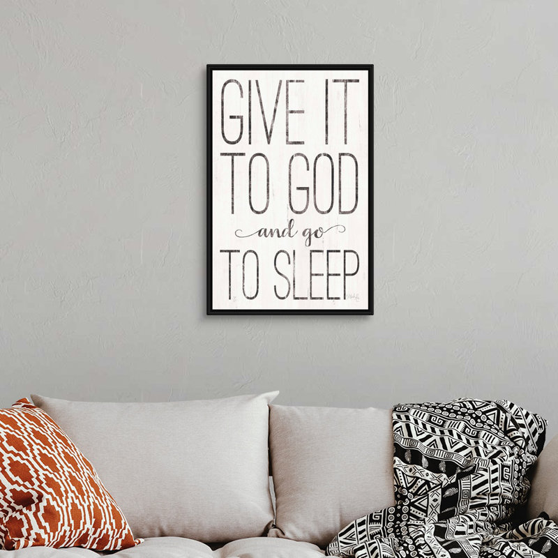 "Give it to God" par Marla Rae, art textuel sur toile, H 32 po x l 22 po x P 1,75 po, Toile avec cadre noir