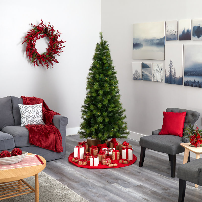 Arbre de Noël artificiel pin vert 6 pi 5 po à DEL, H 6 pi 6 po