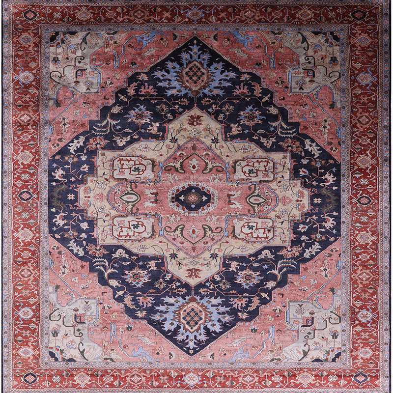 Tapis brun à motif oriental, Carré 6 pi