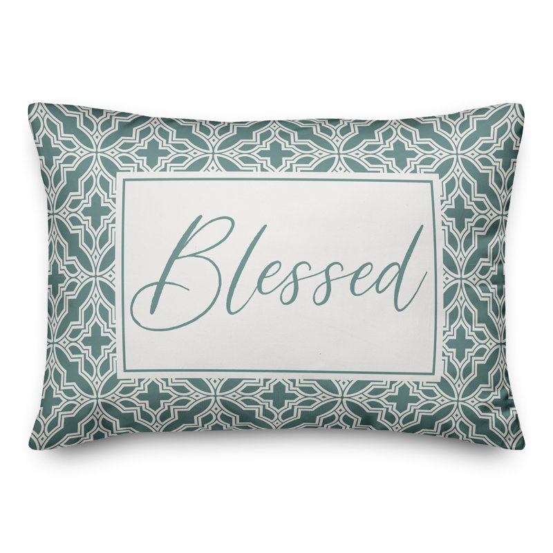 Housse de coussin rectangulaire d'extérieur Blfo Quatrefoils, Bleu sarcelle