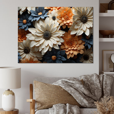 White And Orange Daisy Florescence Radiance On Canvas Print