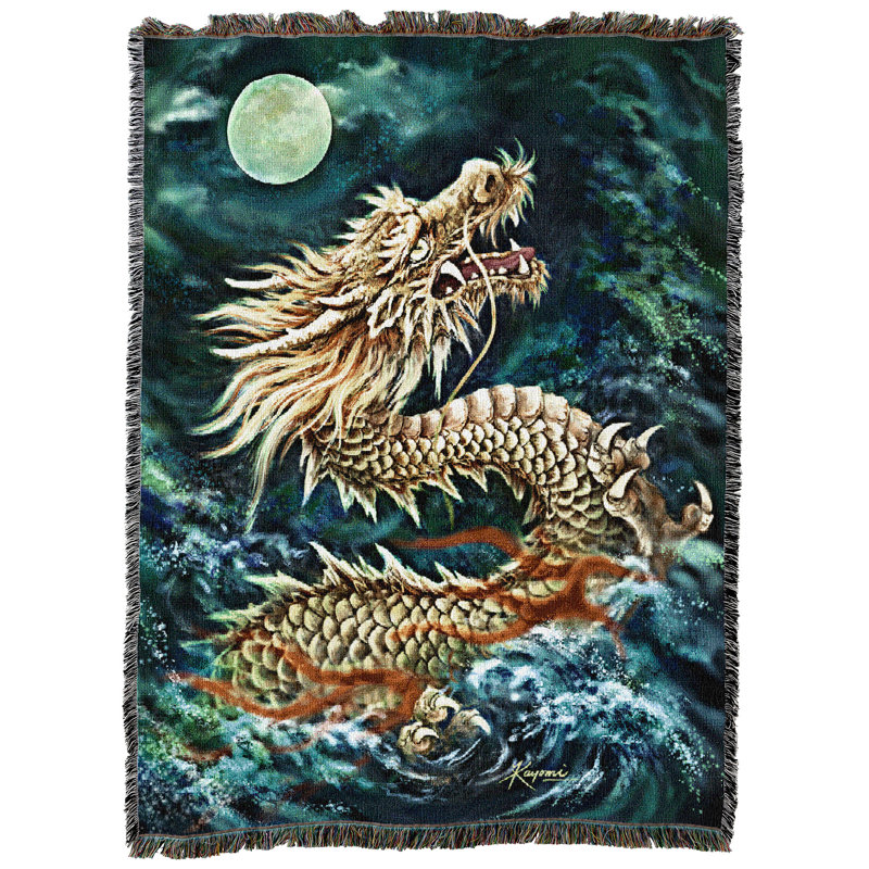 Pure Country Weavers Dragon Blanket by Kayomi Harai - Fantasy Gift Tapestry Throw Woven from Cotton - Made in The USA (72x54)