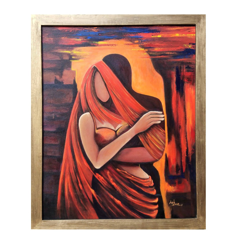 Moment d'amour | Acrylique sur toile | Par Alka Sengar | Avec cadre