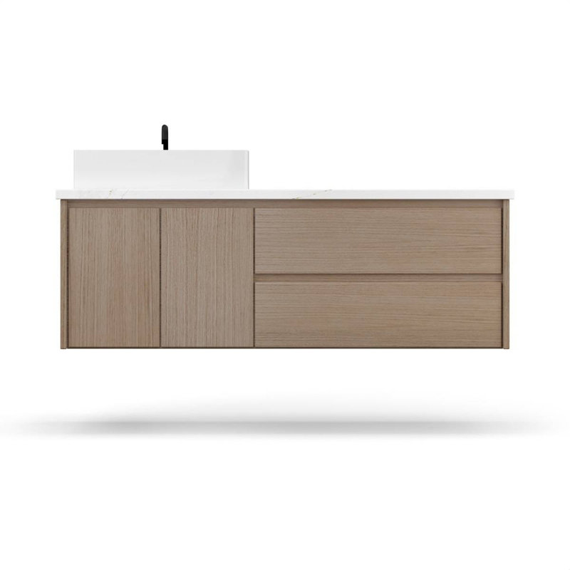 Gilded Single Left Bath Floating Vanity, 42", Natural Weathered