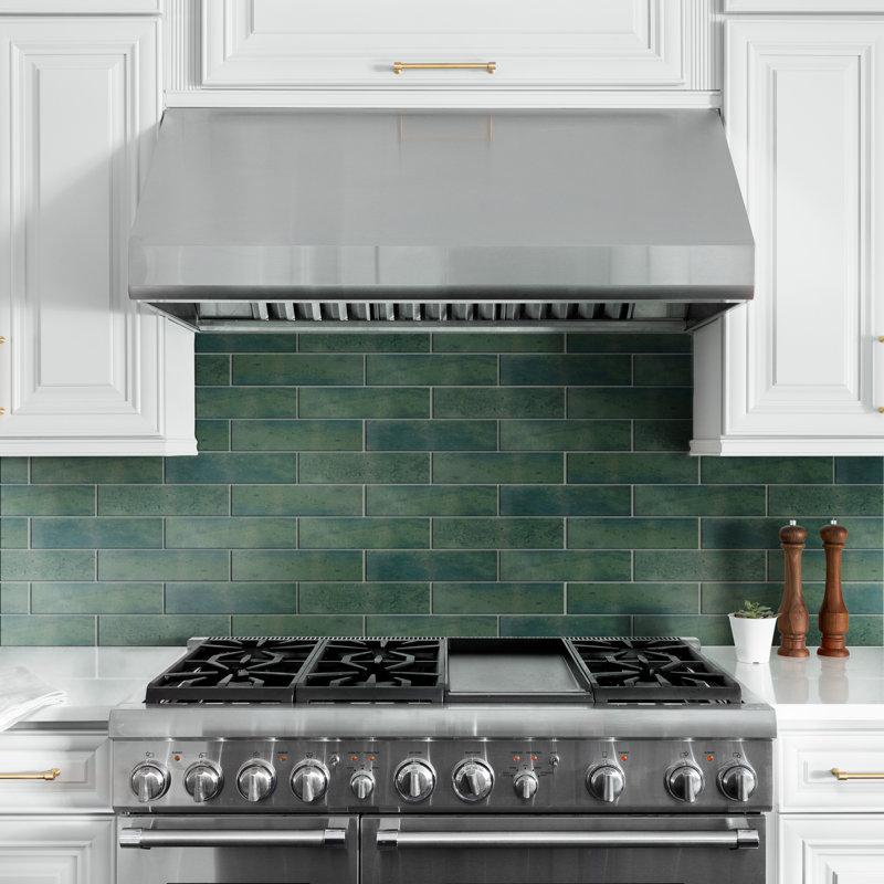 Capri 3" x 10" Porcelain Stone Look Subway Wall Floor Use Tile, Green