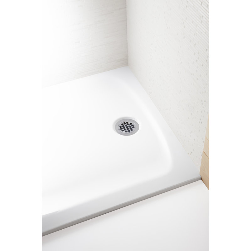 Kohler Round Shower Drain for Use with 2" Metal or Plastic Pipe, Gasket Included, Polished Chrome