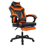Inbox Zero Adjustable Reclining Ergonomic Faux Leather Swiveling PC & Racing Game Chair with Footrest