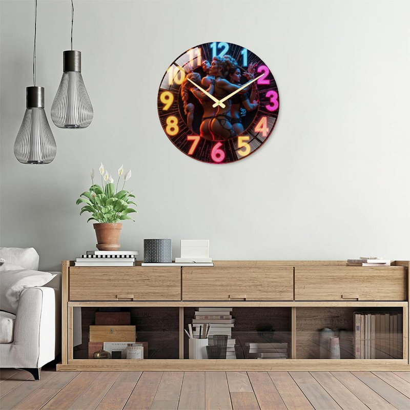 Horloge néon élégante avec des chiffres élégants et des couleurs vives - horloge murale moderne en verre de 24 po