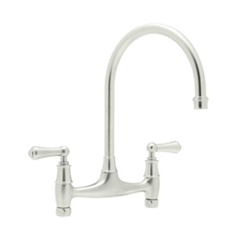 Georgian Era Bridge Kitchen Faucet Without Unions, Polished Nickel