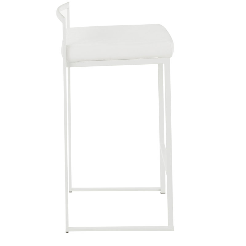 Ernestine Upholstered Stackable Bar & Counter Stool (Set of 3), Counter Stool (27" Seat Height), White Velvet/White