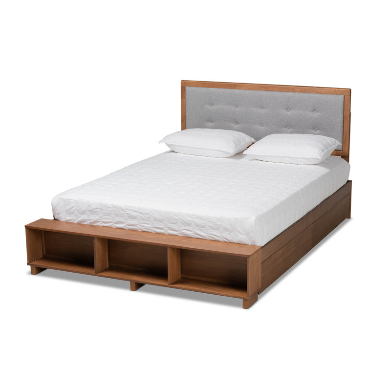 Antwan Upholstered Platform Bed, Brown/Light Gray, Full