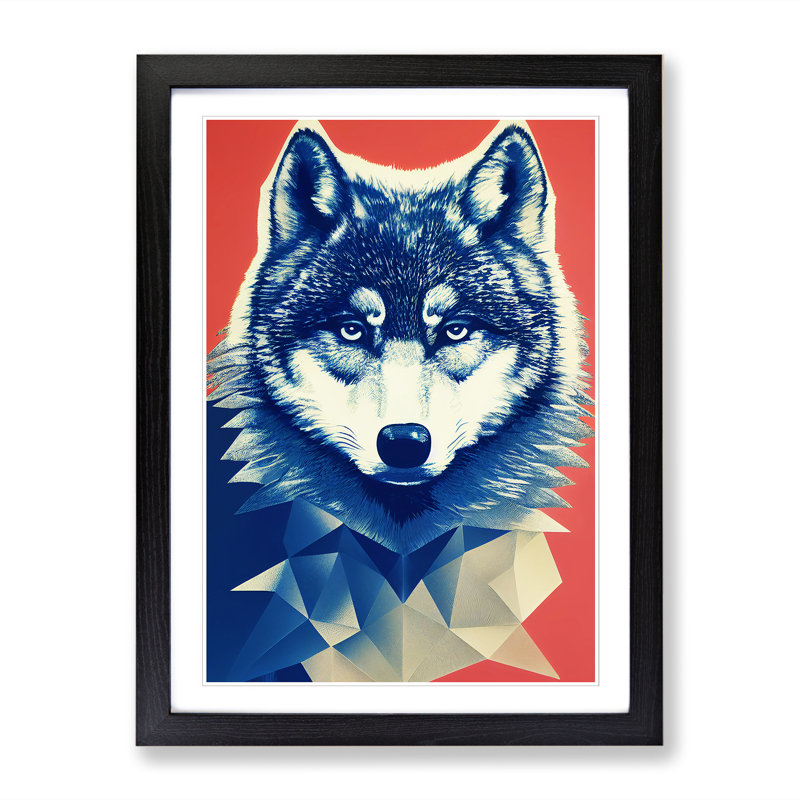 FRM-V0523-2920X Wolf Polygon - Single Picture Frame Print, 34cm H x 25cm W x 2cm D, Black