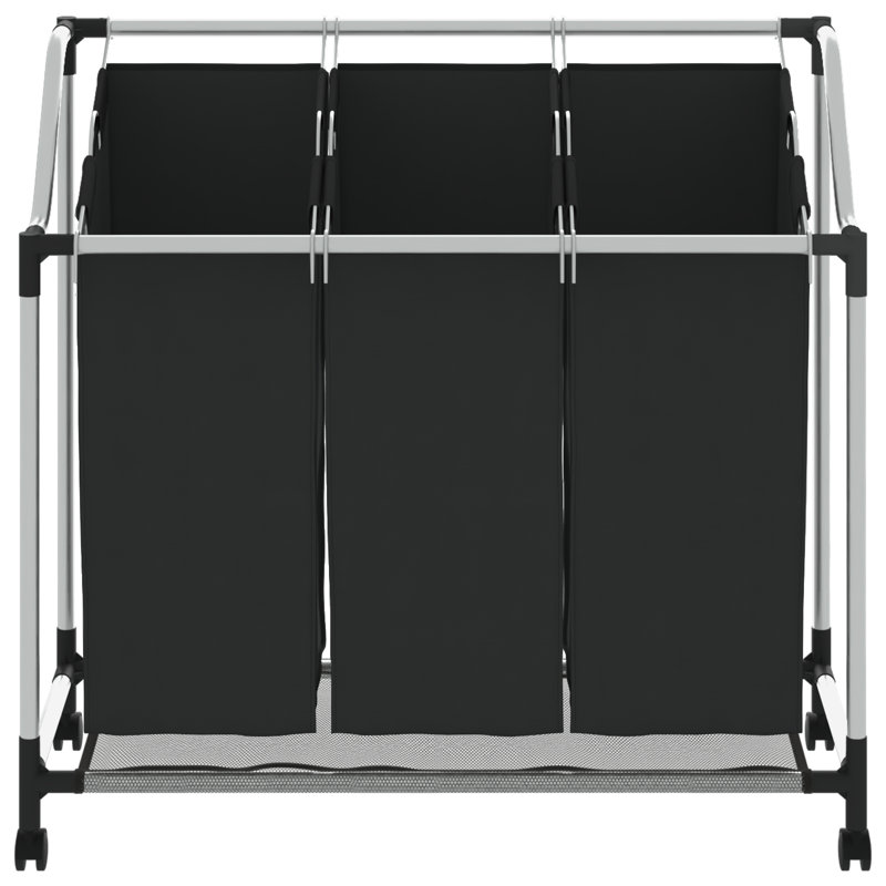 Plastic Rolling Laundry Sorter, Black