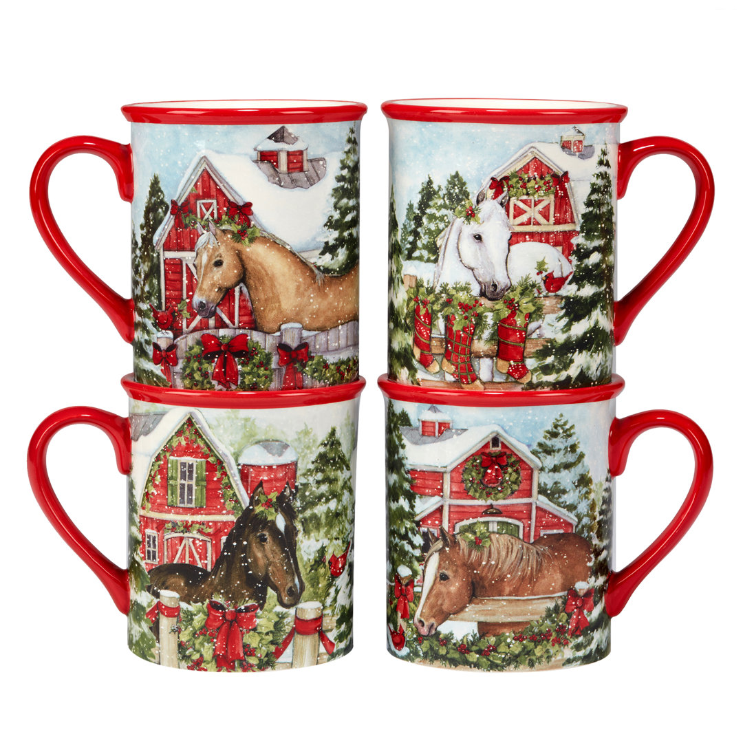Certified International Homestead Christmas Set Of 4 Mug Certified International