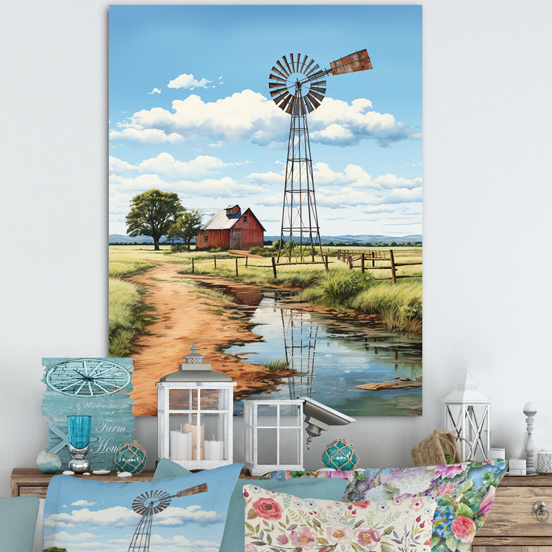 «Blaykleigh Green Coral Mills Windmill Whispers», reproduction sur toile, H 32 po x l 24 po x P 1 po, Toile tendue