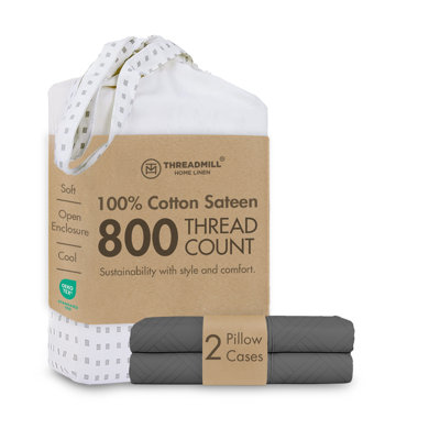 Ensemble de taies d'oreiller en satin de coton 100 % 800 fils Threadmill | Uni et jacquard