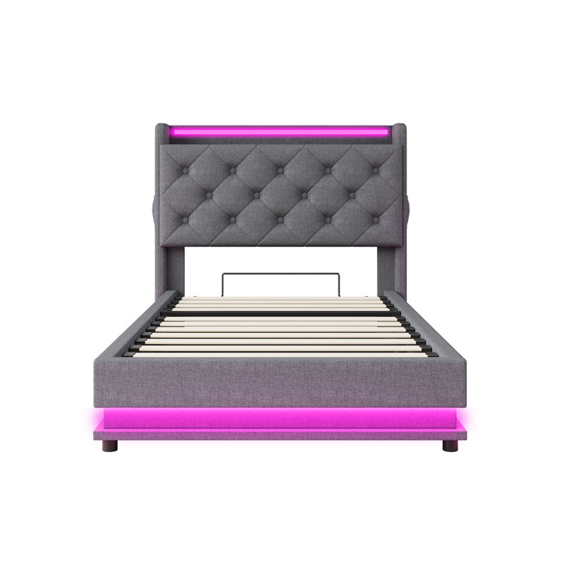 Metal Ottoman Storage Bed, Grey