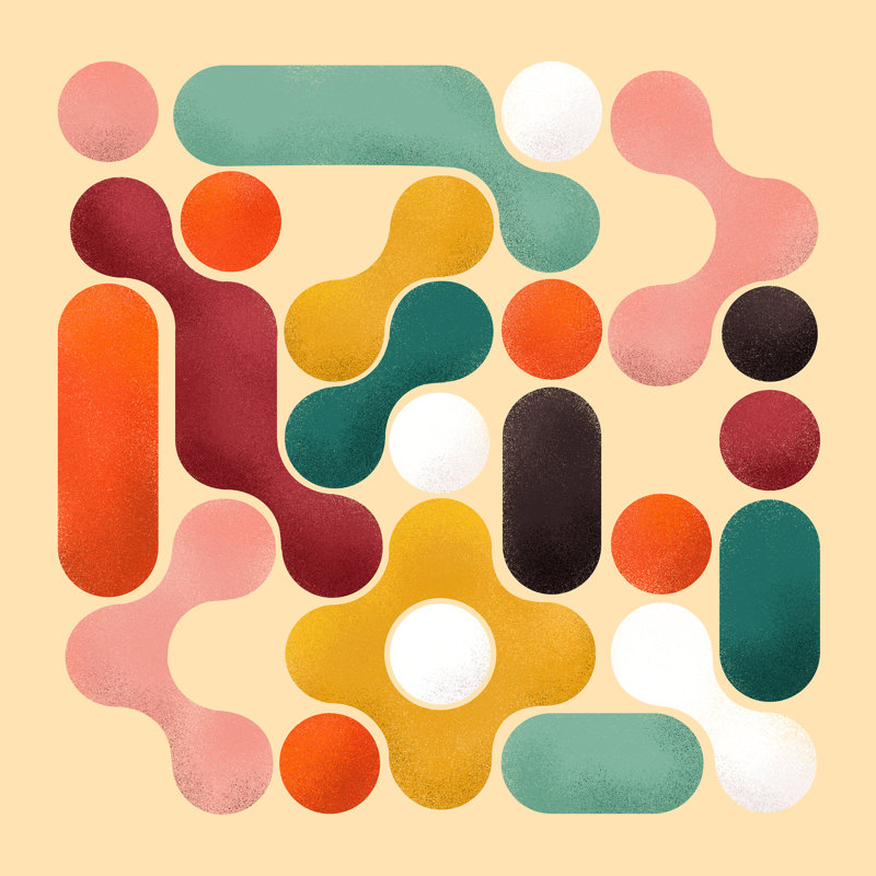 «Color Pops Mid Century Style» par Ania Wieclaw - impression sur toile tendue, H 20 po x l 20 po x P 1,25 po, Non