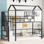 Lit mezzanine simple en acier avec toit et rangement-911622822