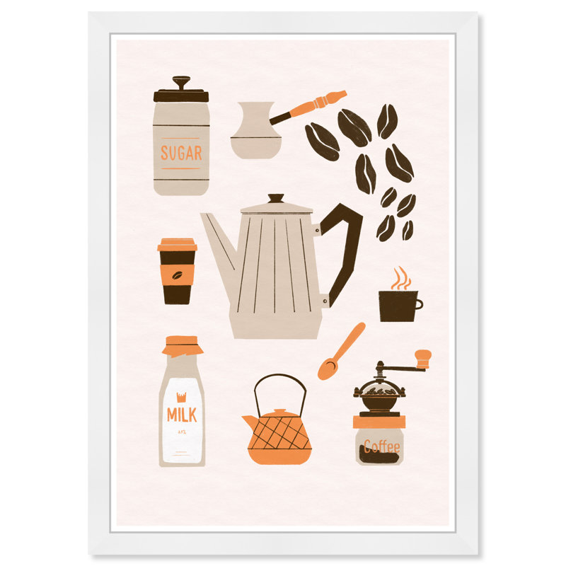Drinks and Spirits Coffee Brew, impression sur papier brun moderne