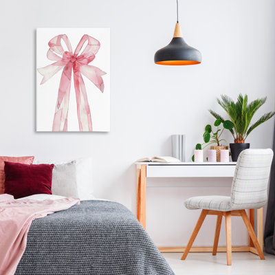 Toile Coquette Pink Bow Illustration, design par LSR Design Studio