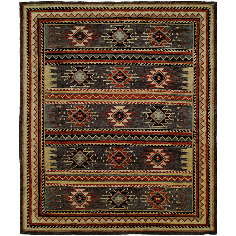 Tapis multicolore en laine noué à la main Valarie Southwestern, Tapis de couloir 2 pi 6 po x 8 pi