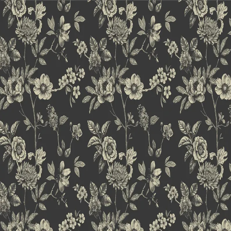 Nocturne Botanica - Floral rétro sur, L 108 po x l 96 po