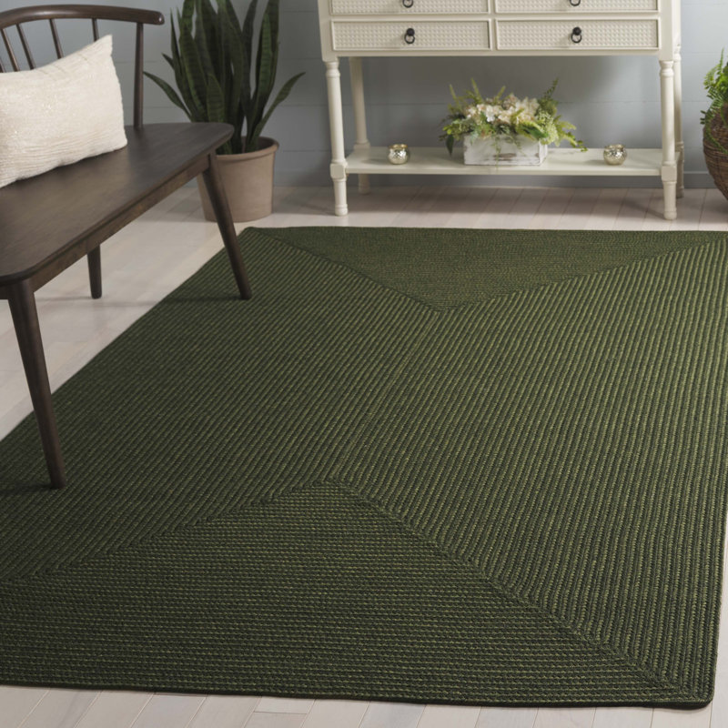 Tapis performance de couleur unie tressé à la main et lavable à la machine Garbrand, Rectangle de 5 pi x 8 pi