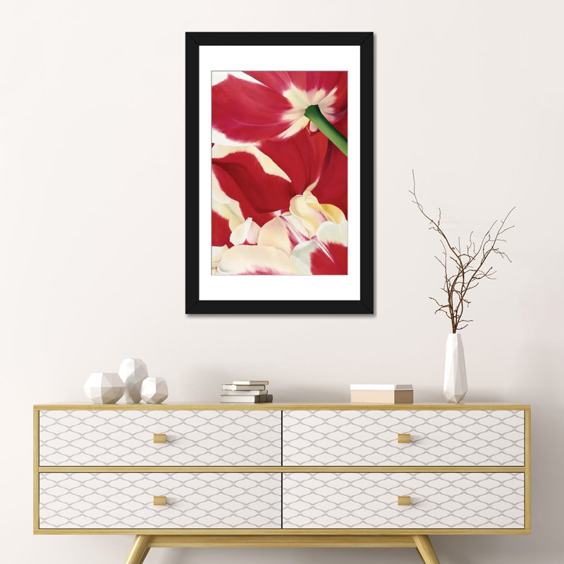«Flower Dream», impression sur toile, H 24 po x l 16 po x P 1 po, Papier d'art encadré noir, Blanc