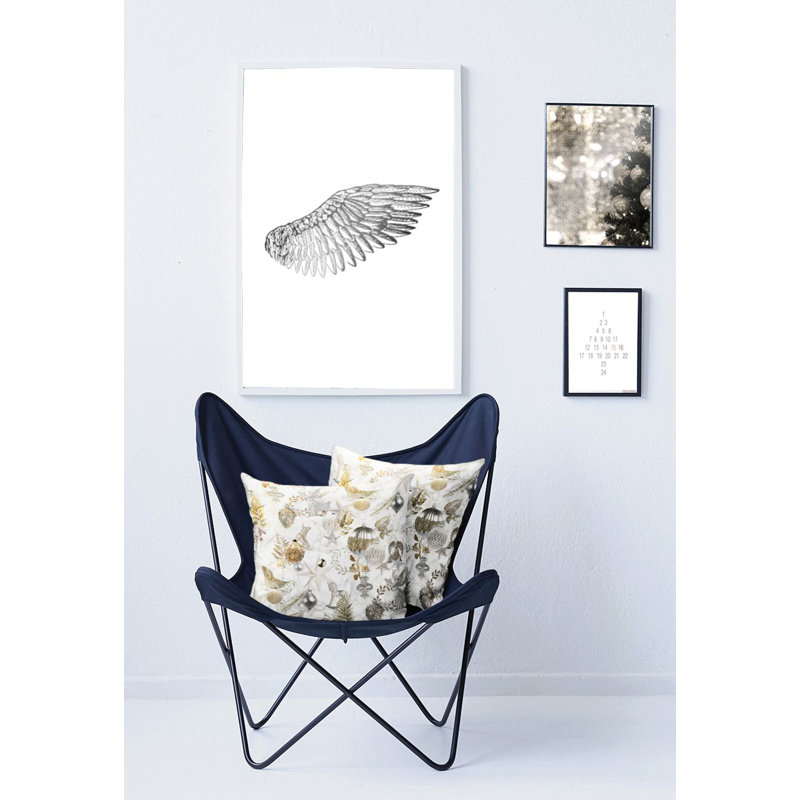 Farnsworth Natur/grau/goldfarben Square Cushion, 48 x 48cm