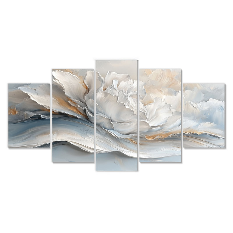 Vagues grises et blanches de l'introsection III - art mural blanc - décoration murale moderne diamant