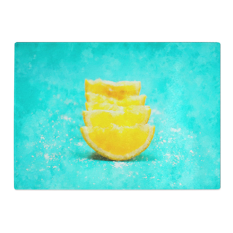 Lemon and Salt Painting Chopping Board, 0.4cm H x 20cm W x 28.5cm L